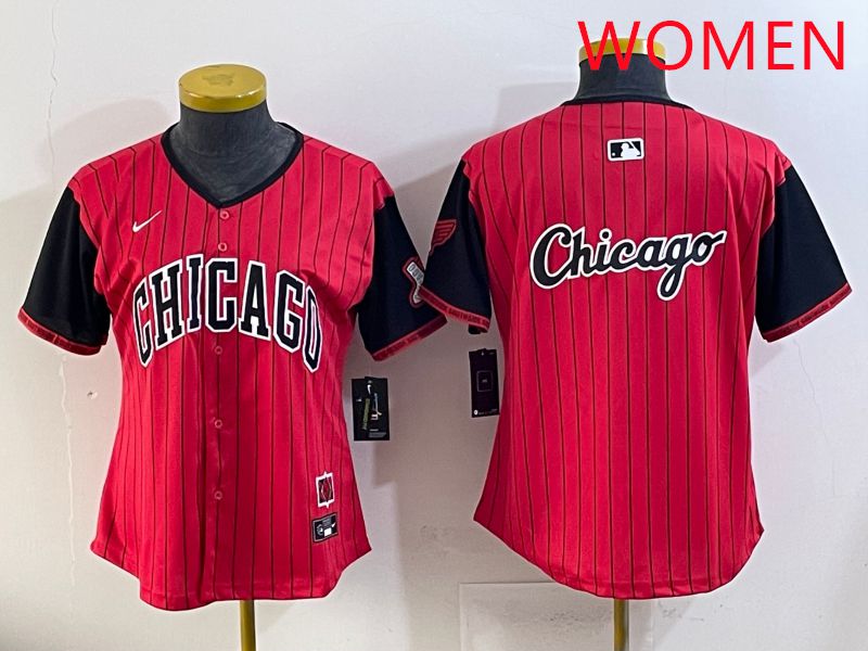 Women Chicago White Sox Blank Red Stripe Joint Name Nike 2025 MLB Jersey style 15